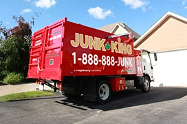 Red dump truck.