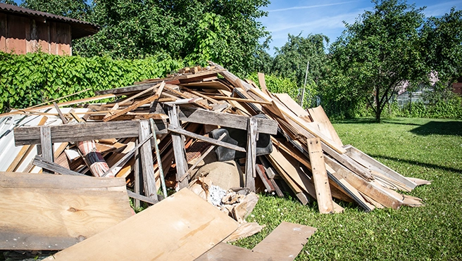 A pile of boards.